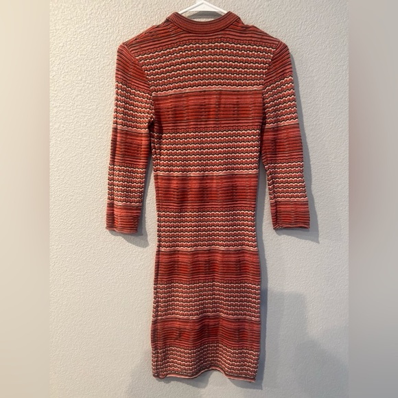 Free People Dress Red Striped Sweater Knit Bodycon Long Sleeve 70s Style - Picture 2 of 8